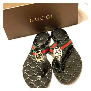 Authentic Gucci thong web sandals